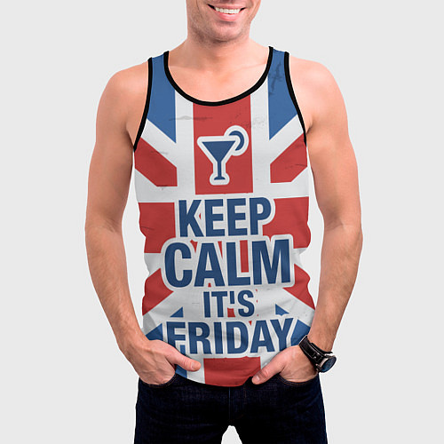 Мужская майка без рукавов Keep calm its friday / 3D-Черный – фото 3