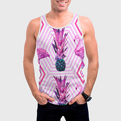 Майка-безрукавка мужская Ананасы 12, цвет: 3D-белый — фото 2