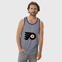 Майка мужская хлопок Philadelphia Flyers, цвет: синяя тельняшка — фото 2