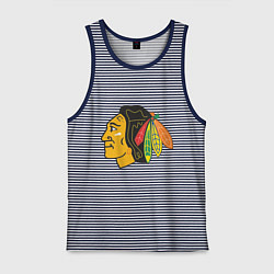 Майка мужская хлопок Chicago Blackhawks, цвет: синяя тельняшка