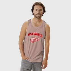 Майка мужская хлопок Detroit Red Wings, цвет: пыльно-розовый — фото 2