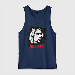 Майка мужская хлопок Nirvana: Kurt Cobain, цвет: тёмно-синий