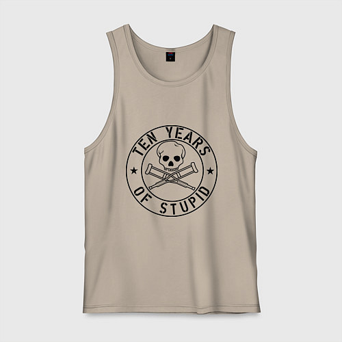 Мужская майка Jackass Чудаки - 10 лет тупизны / Миндальный – фото 1