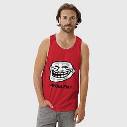 Майка мужская хлопок Trollface. Problem? Проблемы?, цвет: красный — фото 2
