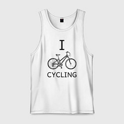 Майка мужская хлопок I love cycling, цвет: белый