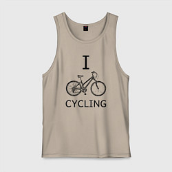 Майка мужская хлопок I love cycling, цвет: миндальный