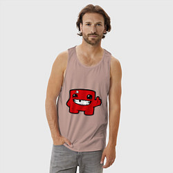 Майка мужская хлопок Super Meat Boy, цвет: пыльно-розовый — фото 2
