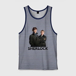 Майка мужская хлопок Sherlock, цвет: синяя тельняшка