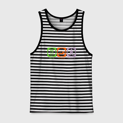 Мужская майка Есть, спать, бурить / Черная тельняшка – фото 1