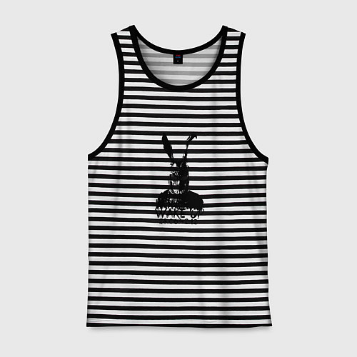 Мужская майка Wake Up 28:06:42:12 / Черная тельняшка – фото 1