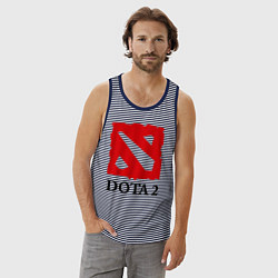 Майка мужская хлопок Dota 2: Logo, цвет: синяя тельняшка — фото 2