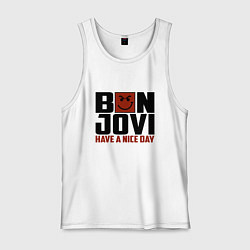 Майка мужская хлопок Bon Jovi: Nice day, цвет: белый