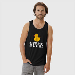 Майка мужская хлопок Sick my duck!, цвет: черный — фото 2