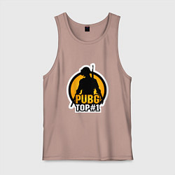 Майка мужская хлопок PUBG Top 1, цвет: пыльно-розовый