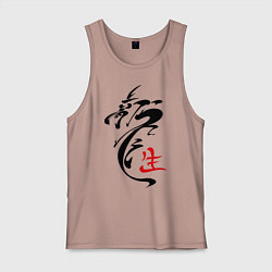 Майка мужская хлопок Иероглиф дракон, цвет: пыльно-розовый