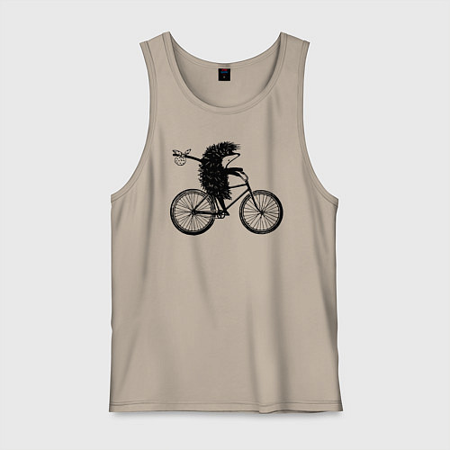 Мужская майка Ежик на велосипеде / Миндальный – фото 1