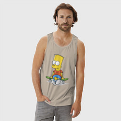 Майка мужская хлопок Барт на скейте, цвет: миндальный — фото 2