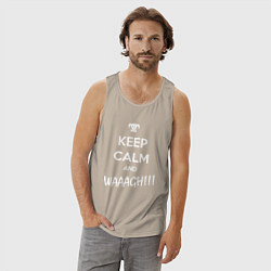 Майка мужская хлопок Keep Calm & WAAAGH, цвет: миндальный — фото 2