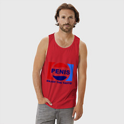 Майка мужская хлопок Penis. Enjoy the taste, цвет: красный — фото 2