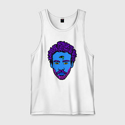 Майка мужская хлопок Childish Gambino синяя голова, цвет: белый