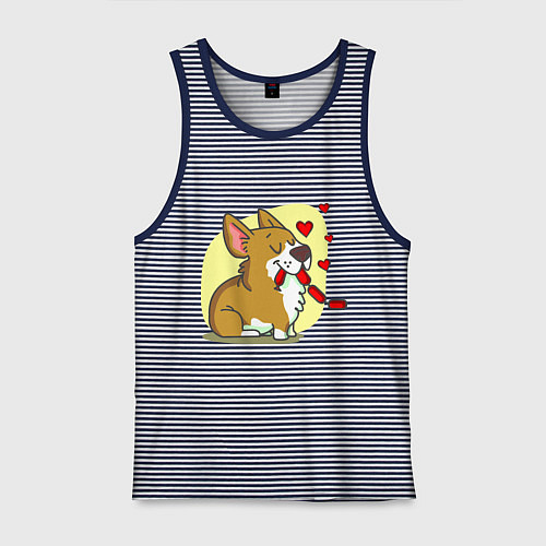 Мужская майка Влюбленный песик / Синяя тельняшка – фото 1