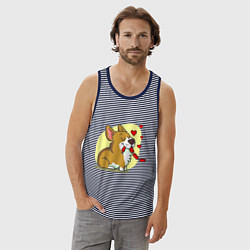 Майка мужская хлопок Влюбленный песик, цвет: синяя тельняшка — фото 2