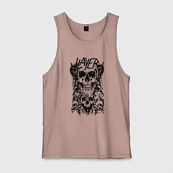 Майка мужская хлопок Slayer Skulls, цвет: пыльно-розовый
