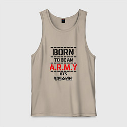 Майка мужская хлопок Born to be an ARMY BTS, цвет: миндальный