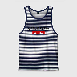 Майка мужская хлопок FC Real Madrid Est. 1902, цвет: синяя тельняшка