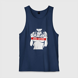 Майка мужская хлопок WAIFU MATERIAL, цвет: тёмно-синий