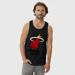 Майка мужская хлопок Miami Heat-logo, цвет: черный — фото 2