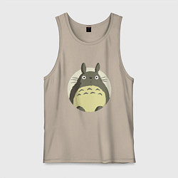 Майка мужская хлопок Тоторо удивленный, цвет: миндальный