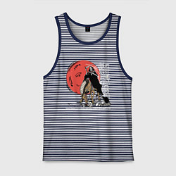 Майка мужская хлопок Темный всадник, цвет: синяя тельняшка