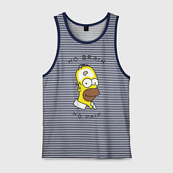 Майка мужская хлопок No brain, No pain, цвет: синяя тельняшка