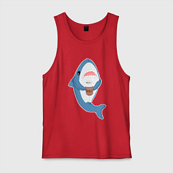 Майка мужская хлопок Hype Shark, цвет: красный