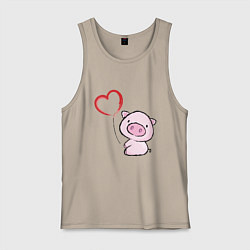 Майка мужская хлопок Pig Love, цвет: миндальный