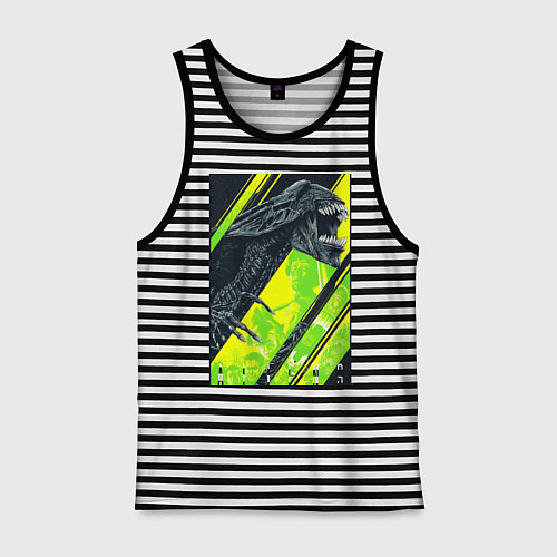 Мужская майка Чужой alien / Черная тельняшка – фото 1