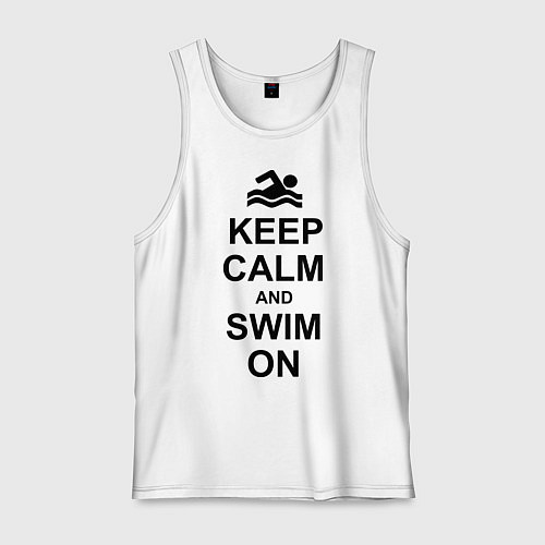 Мужская майка Keep Calm & Swim On / Белый – фото 1