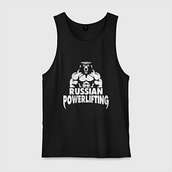 Майка мужская хлопок Russian powerlifting, цвет: черный