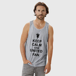 Майка мужская хлопок Keep Calm & United fan, цвет: меланж — фото 2