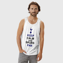 Майка мужская хлопок Keep Calm & Spurs fan, цвет: белый — фото 2