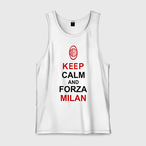 Мужская майка Keep Calm & Forza Milan / Белый – фото 1