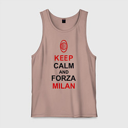 Майка мужская хлопок Keep Calm & Forza Milan, цвет: пыльно-розовый