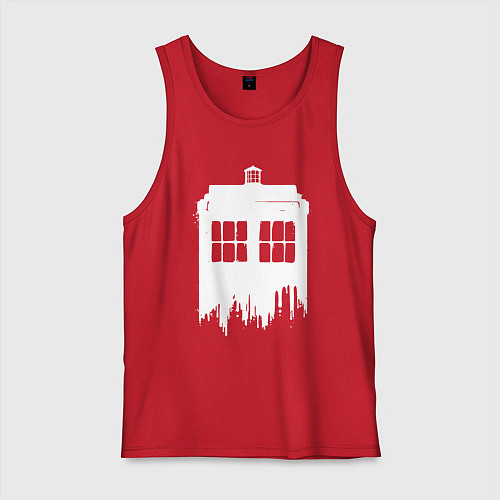 Мужская майка Тардис white - Доктор Кто / Красный – фото 1