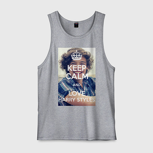 Мужская майка Keep Calm & Love Harry Styles / Меланж – фото 1