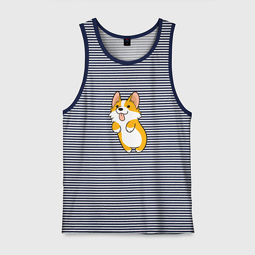 Мужская майка Корги лапочка / Синяя тельняшка – фото 1