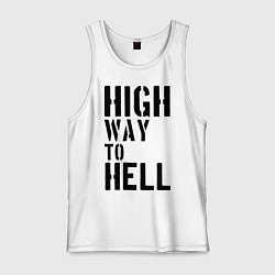 Майка мужская хлопок High way to hell, цвет: белый