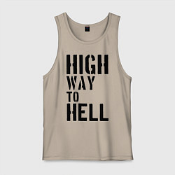 Майка мужская хлопок High way to hell, цвет: миндальный