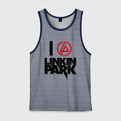 Майка мужская хлопок I love Linkin Park, цвет: синяя тельняшка