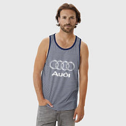 Майка мужская хлопок AUDI, цвет: синяя тельняшка — фото 2